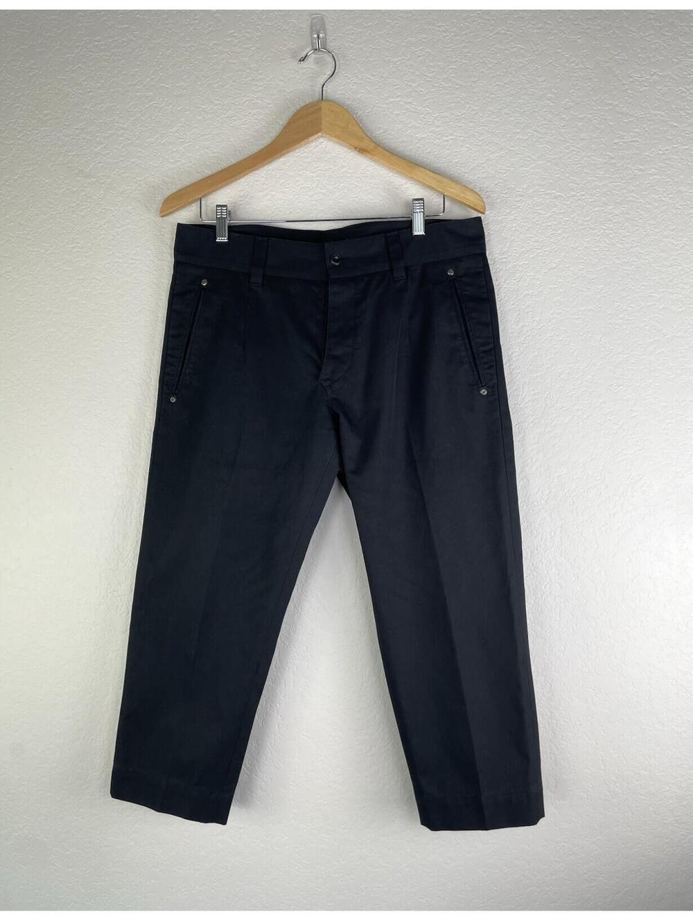 Dolce Gabbana VNTG Y2K Black Crop Pants Chino Back Cinch Buckle IT 46